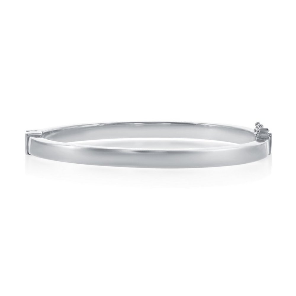 Sterling Silver Plain Hinged Bangle Engravable